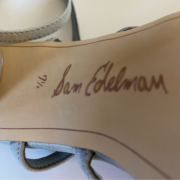 SAM EDELMAN Strappy Sandal Block Heel Daffodil Mineral Green Size 7.5 - Picture 4 of 8